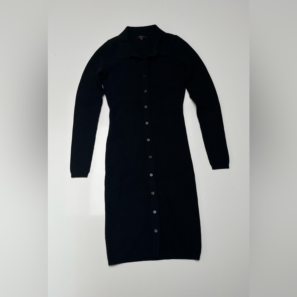 like new quince eco knit button up sweater dress black xs